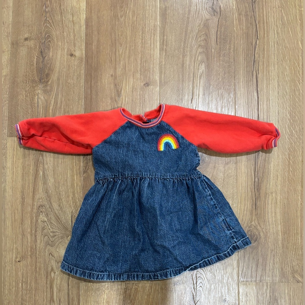 Next Rainbow Denim & Red Sweatshirt Dress